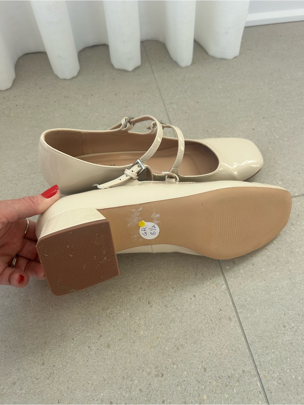 Beautiful Cream Patent Double-Strap Block Heel Mary Janes❤️8.5 - Picture 7 of 10